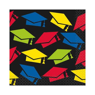 Colorful Cap Grad Beverage Napkins, 16ct