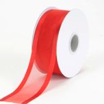 7/8 Inch Red Organza Ribbon Two Satin Edges 7/8 Inch Red Organza Ribbon Two Satin Edges