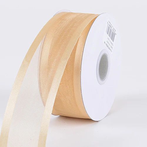 7/8 Inch Light Gold Organza Ribbon Two Satin Edges 7/8 Inch Light Gold Organza Ribbon Two Satin Edges