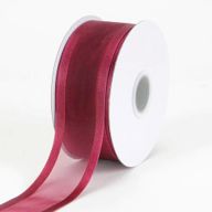 7/8 Inch Burgundy Organza Ribbon Two Satin Edges 7/8 Inch Burgundy Organza Ribbon Two Satin Edges
