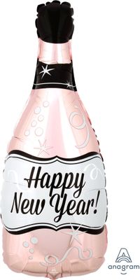 26" Happy New Years Rose Gold Bubbly Bottle Foil Balloon 26" Happy New Years Rose Gold Bubbly Bottle Foil Balloon