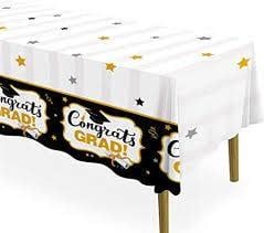 Stars & Caps Graduation Rectangular Plastic Table Cover, 54" x 84" Stars & Caps Graduation Rectangular Plastic Table Cover, 54" x 84"