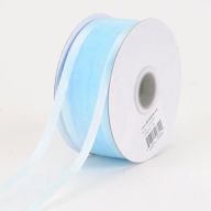 7/8 Inch Light Blue Organza Ribbon Two Satin Edges