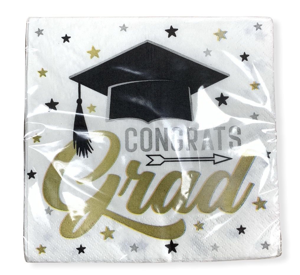Stars &amp; Caps Graduation Luncheon Napkins, 16ct