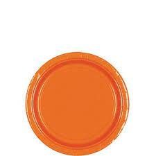 ORANGE  7" DESSERT PLATES. 10CT
