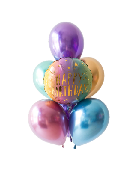 CHROME LATEX HAPPY BIRTHDAY BALLOON BOUQUET CHROME LATEX HAPPY BIRTHDAY BALLOON BOUQUET