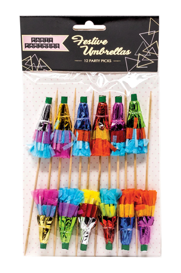 Festive Umbrella Picks 12ct Festive Umbrella Picks 12ct