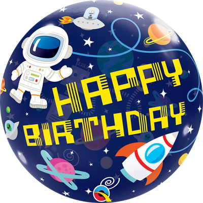 BDAY OUTER SPACE 22&quot;  BUBLE BALLOON