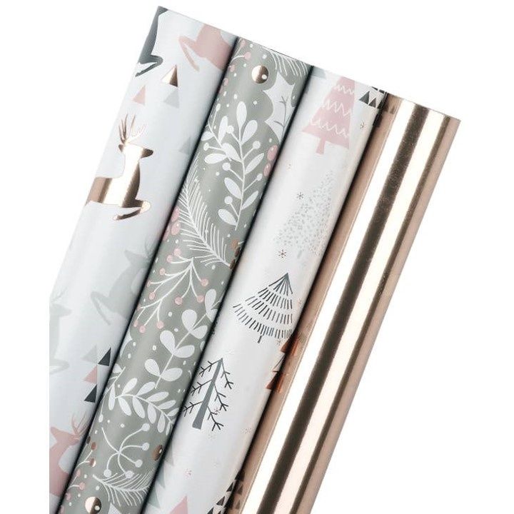 Christmas Metallic Foil Wrapping Paper - Rose Gold&Grey Christmas Metallic Foil Wrapping Paper - Rose Gold&Grey