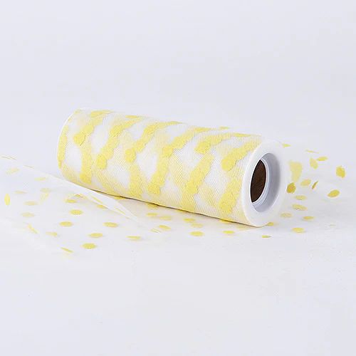 Yellow 6 Inch Wholesale Polka Dot Tulle Fabric Roll 10 Yards Yellow 6 Inch Wholesale Polka Dot Tulle Fabric Roll 10 Yards