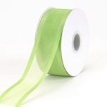 7/8 Inch Lime Green Organza Ribbon Two Satin Edges