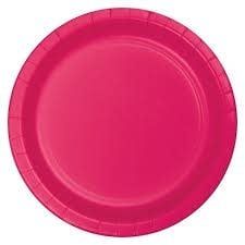 PINK  7" DESSERT PLATES. 10CT