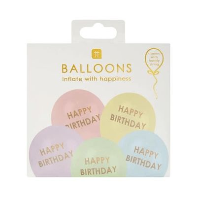 Pastel Colors Happy Birthday Balloons
