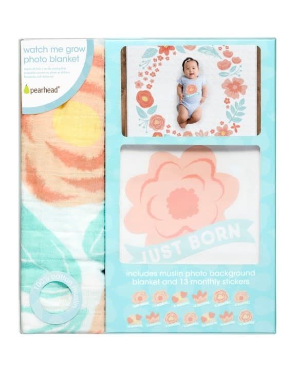 Watch Me Grow Milestone Blanket, Floral Watch Me Grow Milestone Blanket, Floral