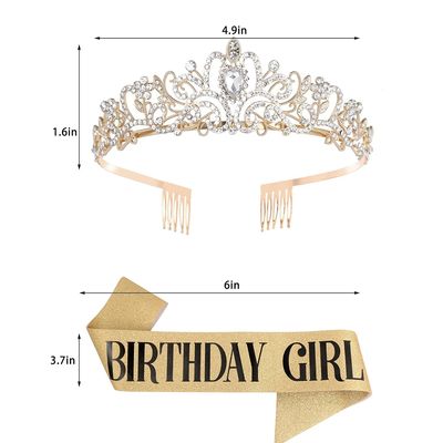 BIRTHDAY GIRL SASH WITH TIARA - GOLD