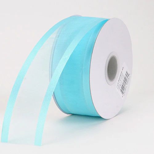7/8 Inch Aqua Blue Organza Ribbon Two Satin Edges 7/8 Inch Aqua Blue Organza Ribbon Two Satin Edges