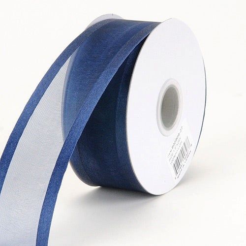 7/8 Inch Navy Blue Organza Ribbon Two Satin Edges 7/8 Inch Navy Blue Organza Ribbon Two Satin Edges
