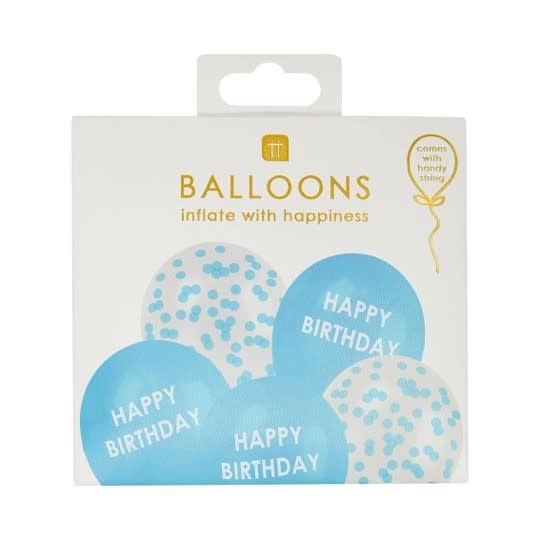 Blue Happy Birthday Balloons With Confetti Blue Happy Birthday Balloons With Confetti