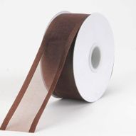 7/8 Inch Brown Organza Ribbon Two Satin Edges 7/8 Inch Brown Organza Ribbon Two Satin Edges