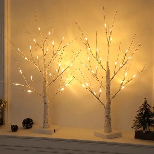 50CM Table Birch Tree 18 LED Battery Operated, Pack of 2 50CM Table Birch Tree 18 LED Battery Operated, Pack of 2