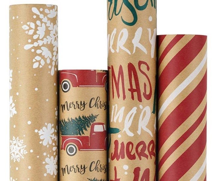 XMAS Kraft Wrapping Paper, Recycled Paper Roll - Car XMAS Kraft Wrapping Paper, Recycled Paper Roll - Car