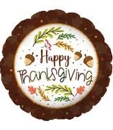 17&quot; Happy Thanksgiving Brown Border Foil Balloon