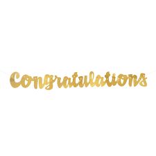 Gold Script &quot;Congratulations&quot; Banner