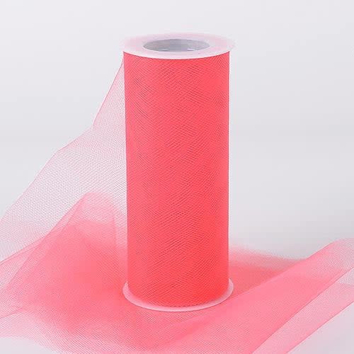Coral 6 Inch Tulle Fabric Roll 25 Yards Coral 6 Inch Tulle Fabric Roll 25 Yards