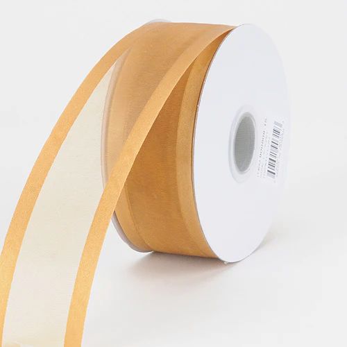 7/8 Inch Old Gold Organza Ribbon Two Satin Edges 7/8 Inch Old Gold Organza Ribbon Two Satin Edges