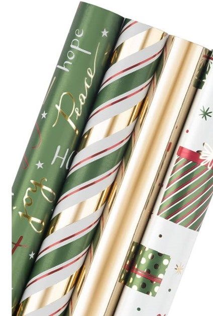 Christmas Metallic Foil Wrapping Paper - Green&White Christmas Metallic Foil Wrapping Paper - Green&White