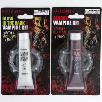 Blood Fake Red/glow Cream With Fangs 0.9oz/29ml Tube Blister