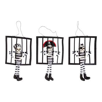 Hanging Prison Bars Skeleton 3ast Styles 10 X 15in Hlwn Ht Hanging Prison Bars Skeleton 3ast Styles 10 X 15in Hlwn Ht