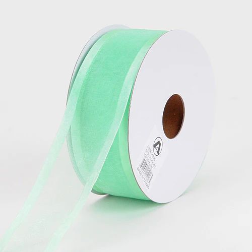 7/8 Inch Minty Green Organza Ribbon Two Satin Edges 7/8 Inch Minty Green Organza Ribbon Two Satin Edges