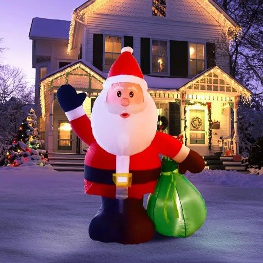 6FT Christmas Inflatable Decoration Santa with Gift Bag