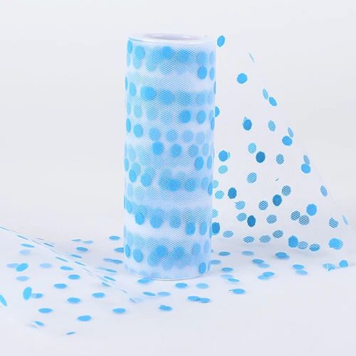 Turquoise 6 Inch Wholesale Polka Dot Tulle Fabric Roll 10 Yards Turquoise 6 Inch Wholesale Polka Dot Tulle Fabric Roll 10 Yards