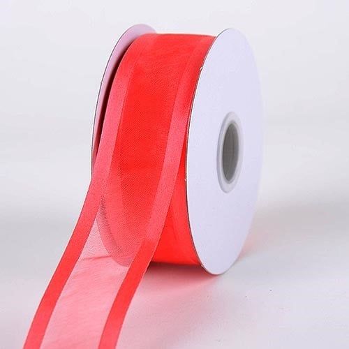 7/8 Inch Watermelon Organza Ribbon Two Satin Edges 7/8 Inch Watermelon Organza Ribbon Two Satin Edges