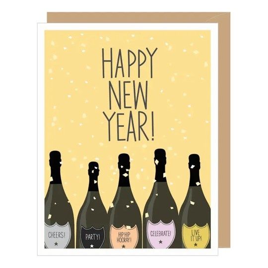 Champagne Happy New Year Holiday Card Champagne Happy New Year Holiday Card