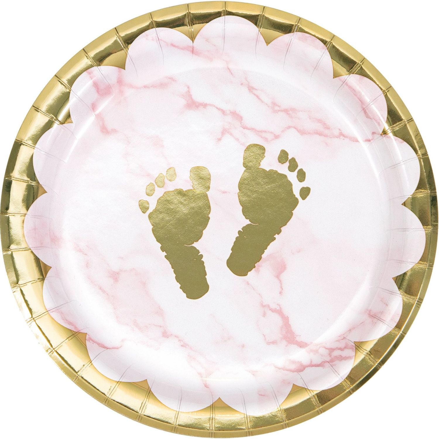 PINK MARBLE BABY FEET 6 INCH PLATE 8CT PINK MARBLE BABY FEET 6 INCH PLATE 8CT