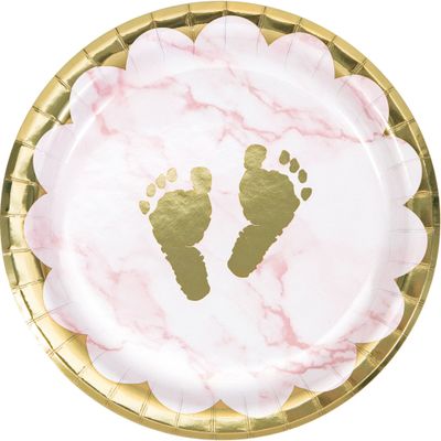 PINK MARBLE BABY FEET 6 INCH PLATE 8CT PINK MARBLE BABY FEET 6 INCH PLATE 8CT