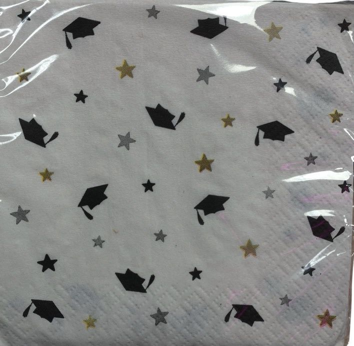 Stars & Caps Graduation Beverage Napkins, 16ct Stars & Caps Graduation Beverage Napkins, 16ct