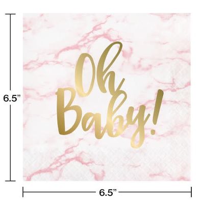 Lunch Napkin 16CT 2P FOIL BABY PINK MARBLE Lunch Napkin 16CT 2P FOIL BABY PINK MARBLE