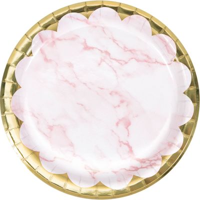 PINK MARBLE 6 INCH PLATE 8CT PINK MARBLE 6 INCH PLATE 8CT