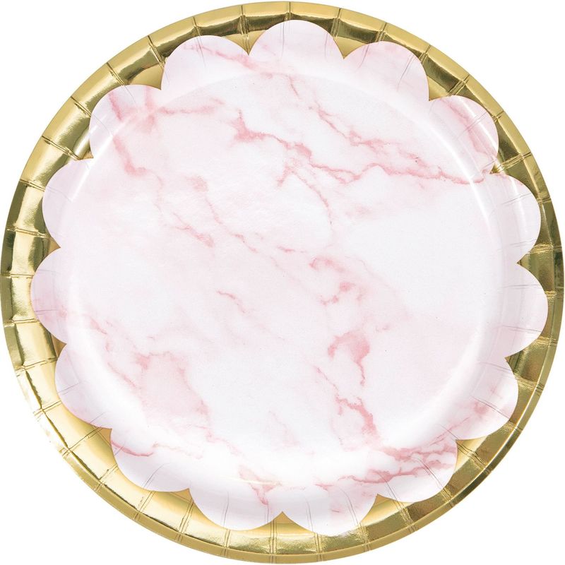 PINK MARBLE 6 INCH PLATE 8CT PINK MARBLE 6 INCH PLATE 8CT