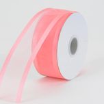 7/8 Inch Coral Organza Ribbon Two Satin Edges