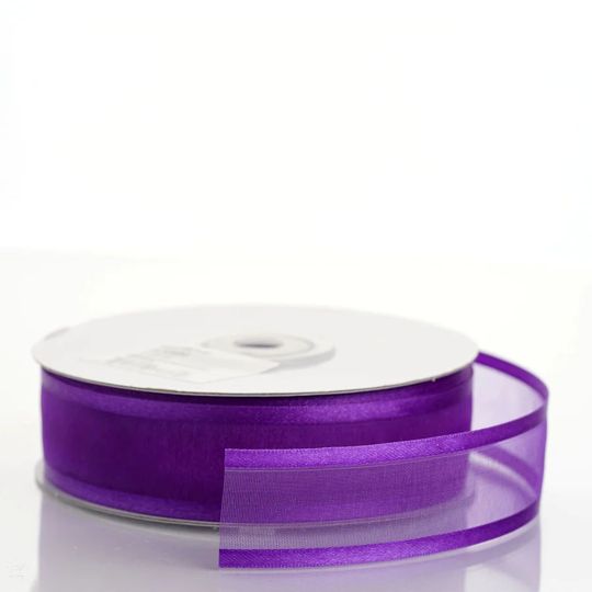7/8 Inch Eggplant Organza Ribbon Two Satin Edges 7/8 Inch Eggplant Organza Ribbon Two Satin Edges