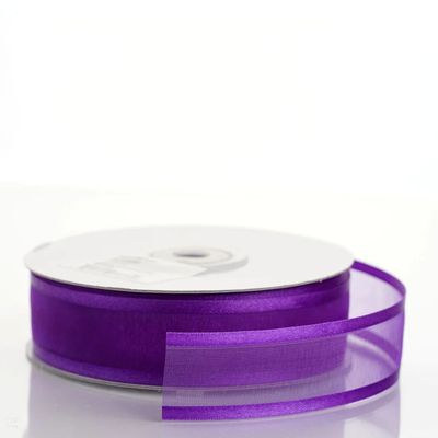 7/8 Inch Eggplant Organza Ribbon Two Satin Edges 7/8 Inch Eggplant Organza Ribbon Two Satin Edges