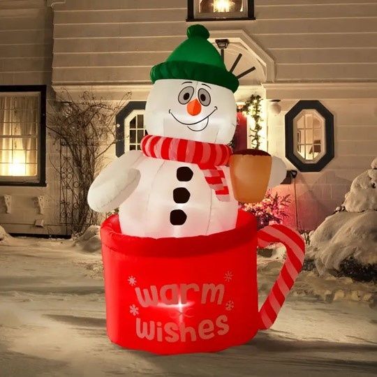6FT Christmas Inflatable Decoration Snowman in the Mug Cup 6FT Christmas Inflatable Decoration Snowman in the Mug Cup
