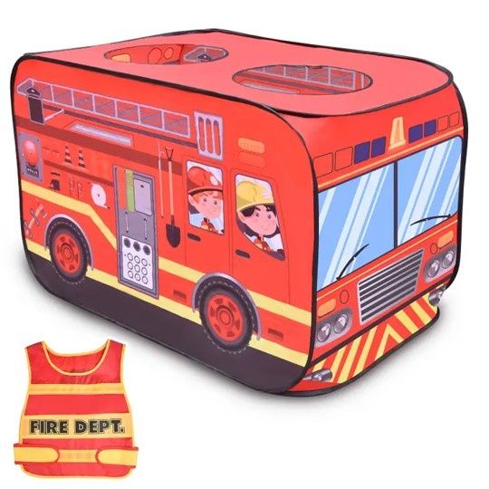 Fire Truck Pop Up Play Tent for Kids with Fireman Costume Fire Truck Pop Up Play Tent for Kids with Fireman Costume