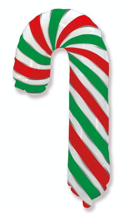 39&quot; Candy Cane Red/White And Green Foil Balloon