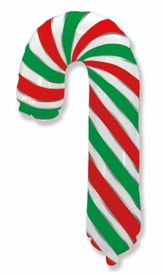 39" Candy Cane Red/White And Green Foil Balloon 39" Candy Cane Red/White And Green Foil Balloon